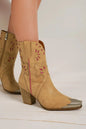 Camel Beast Fashion cut-out floral embroidery boots with intricate embroidery and stylish cut-out details, by Trendsi.