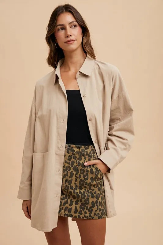 Leopard print denim mini skirt from Annie Wear by Trendsi, featuring a stylish fit and classic design.