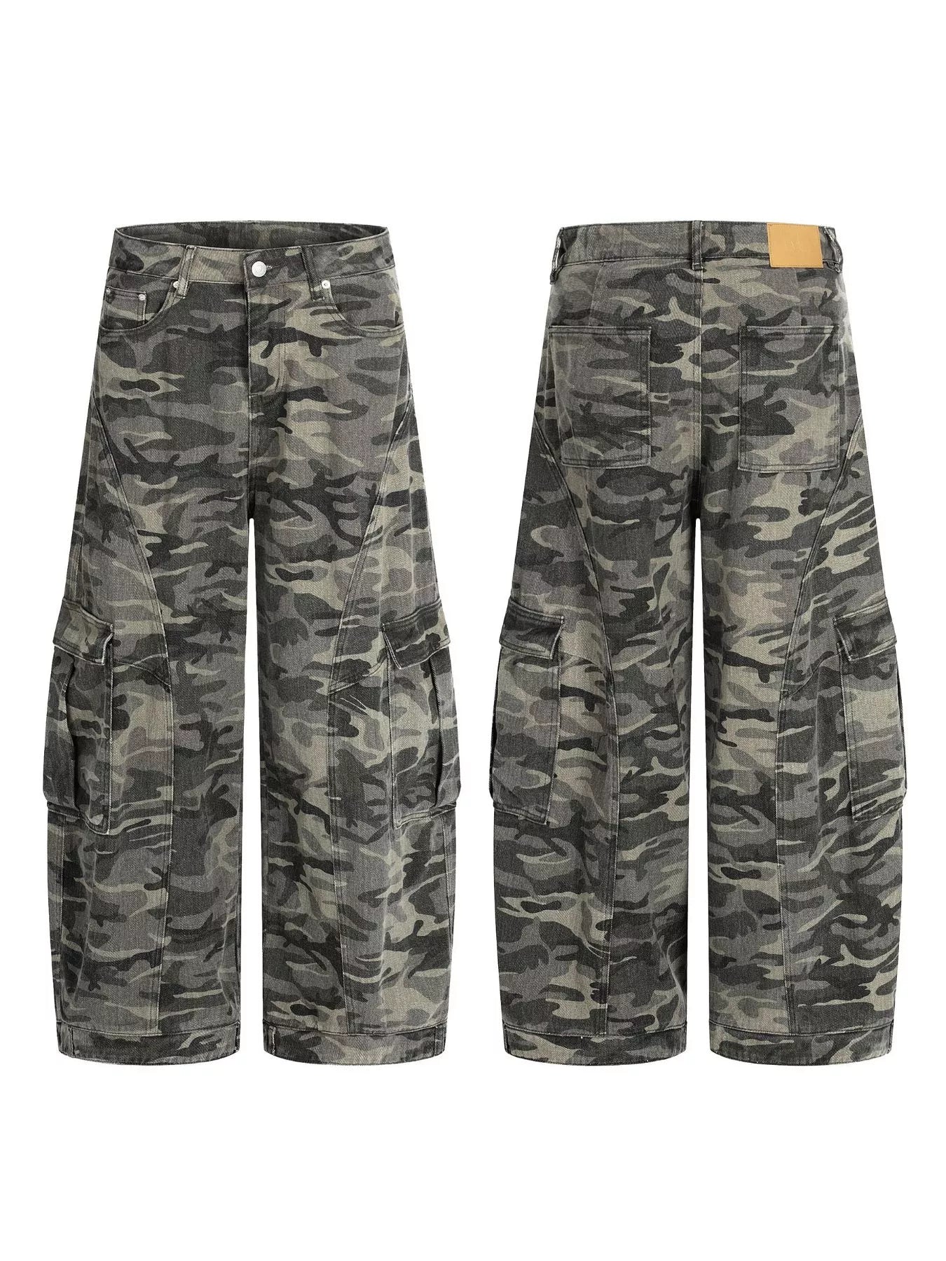 Men's camouflage cargo pants by Trendsi featuring multiple pockets and a relaxed fit, ideal for casual and outdoor wear.