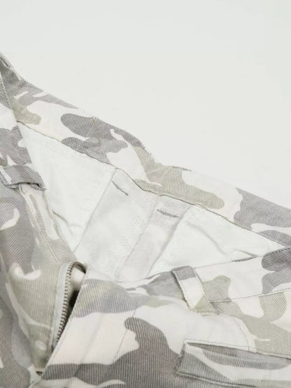 Men's camouflage wide-leg cargo pants by Trendsi featuring a relaxed fit and multiple pockets in a stylish camouflage pattern.