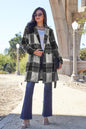 Carnation pink plaid button-up coat with lapel collar from Trendsi, featuring full size and stylish design.