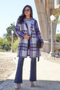 Carnation pink plaid button-up coat with lapel collar, full size, from Trendsi, featuring a classic double-breasted design.
