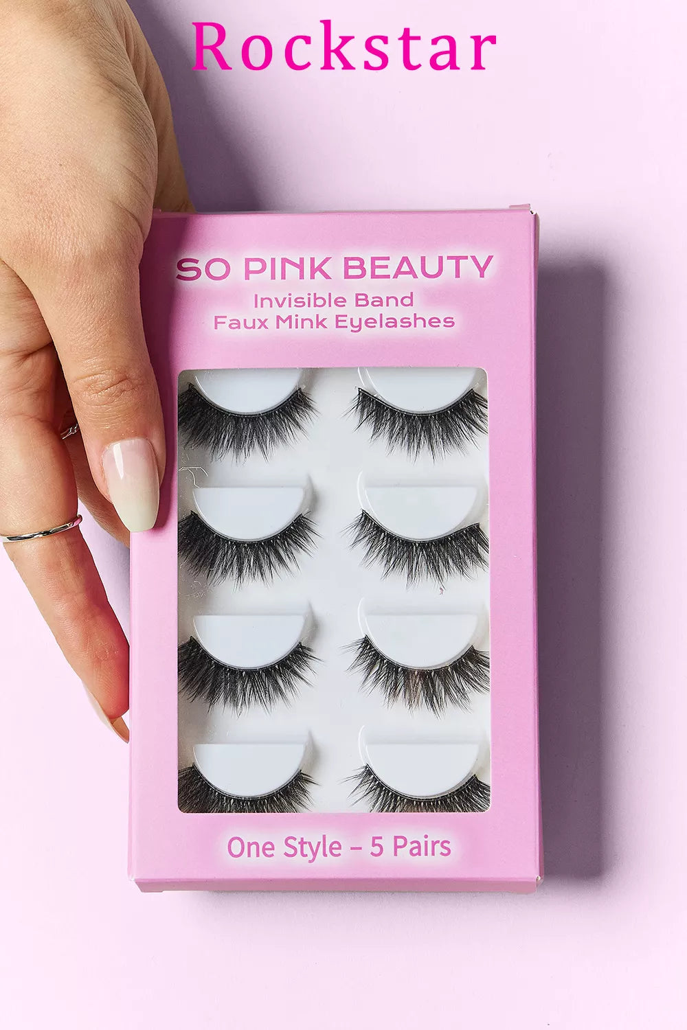 Trendsi SO PINK BEAUTY faux mink eyelashes in a cat-eye style, 5 pairs of natural-looking false eyelashes.
