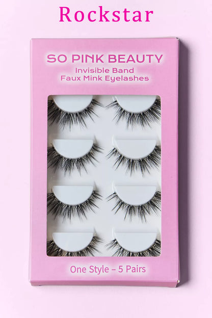 Trendsi SO PINK BEAUTY faux mink eyelashes, cat-eye style, five pairs of natural-looking false eyelashes for a dramatic eye look