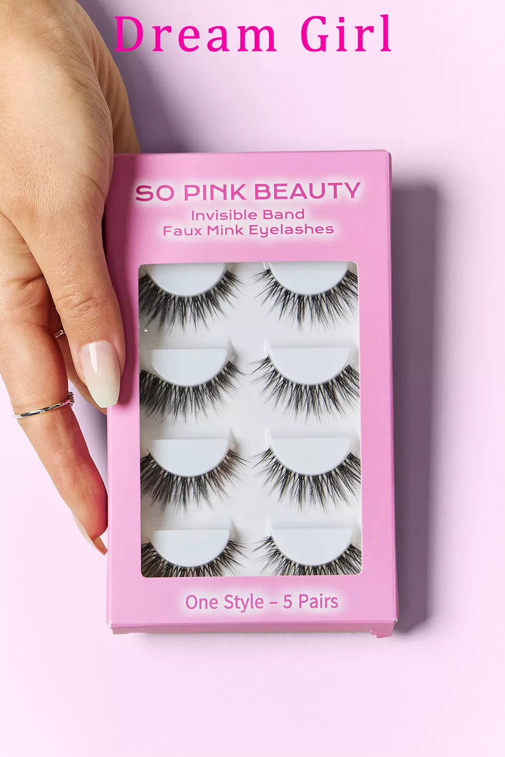 Trendsi SO PINK BEAUTY faux mink eyelashes in cat-eye style, 5 pairs of natural-looking, lightweight false eyelashes for a bold eye look.