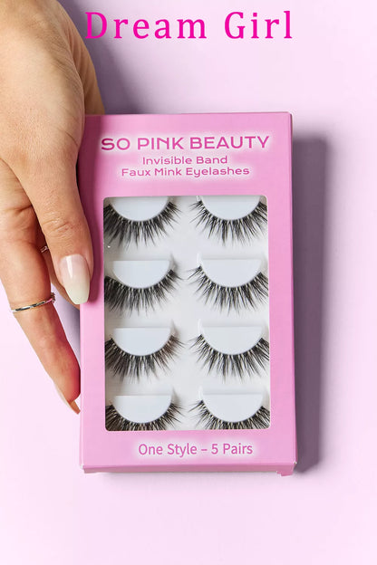 Trendsi SO PINK BEAUTY faux mink eyelashes in cat-eye style, 5 pairs of natural-looking, lightweight false eyelashes for a bold eye look.