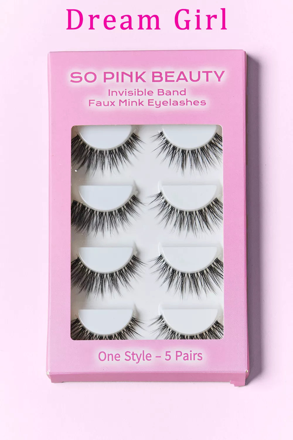 Trendsi SO Pink Beauty faux mink eyelashes in cat-eye style, 5 pairs of natural-looking, lightweight false eyelashes.