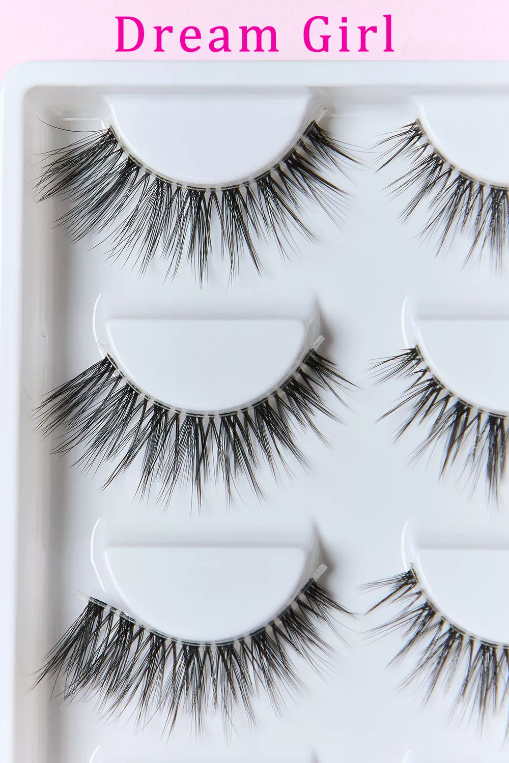 Trendsi SO PINK BEAUTY faux mink eyelashes in a cat-eye style, 5 pairs, natural-looking, full-length eyelash extensions.