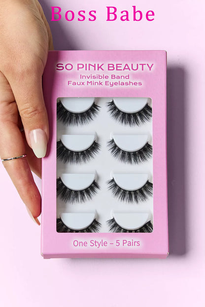 Trendsi SO PINK BEAUTY faux mink eyelashes in cat-eye style, 5 pairs of natural-looking, lightweight false eyelashes.
