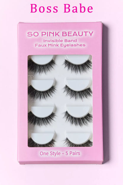 Trendsi SO PINK BEAUTY faux mink eyelashes in a cat-eye style, 5 pairs of natural-looking false eyelashes on a white background.