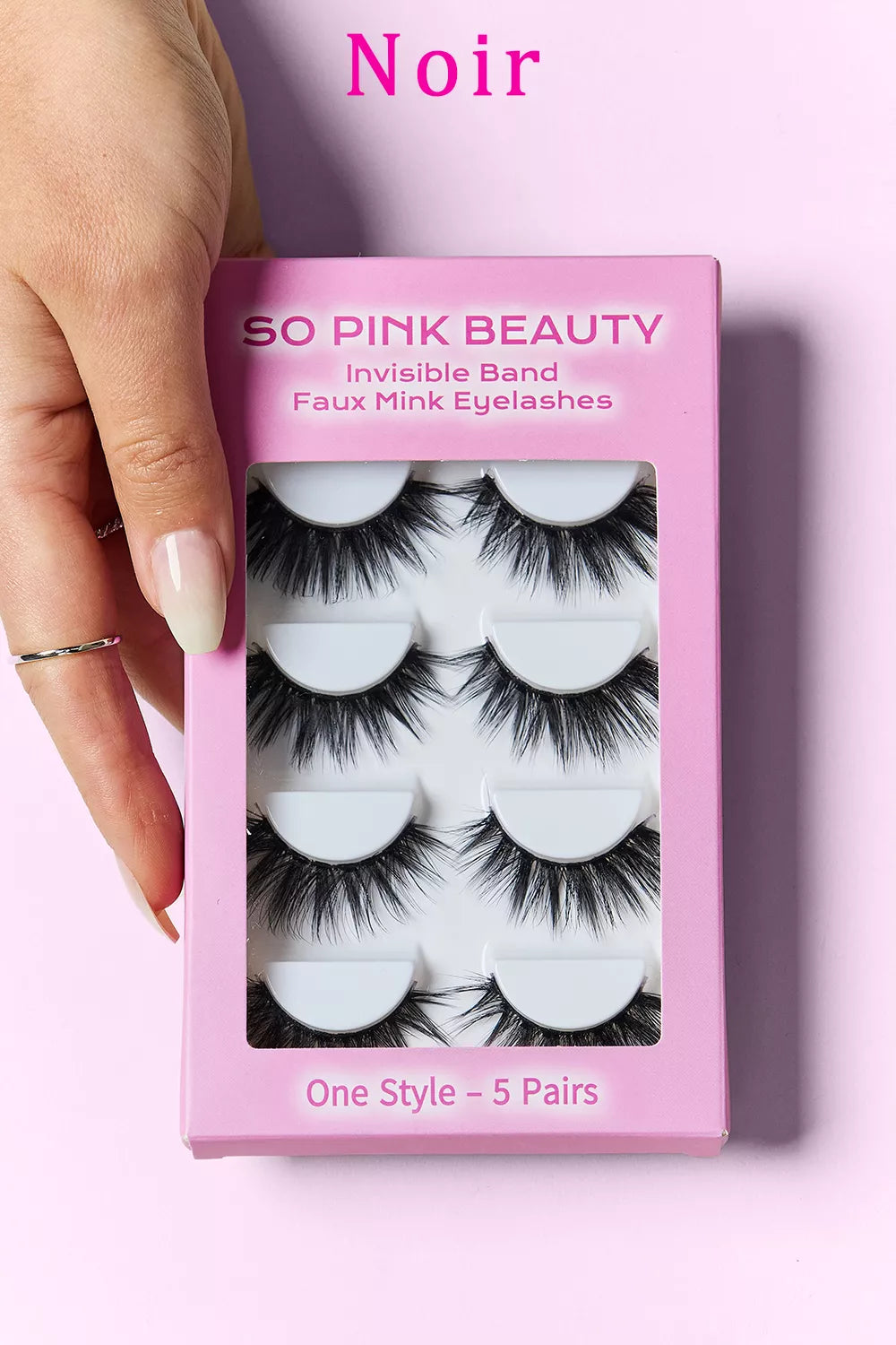 Trendsi SO Pink Beauty faux mink eyelashes in cat-eye style, 5 pairs of natural-looking false lashes for a bold eye look.
