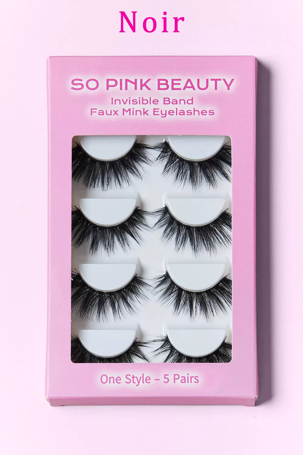 Trendsi SO PINK BEAUTY faux mink eyelashes, 5 pairs, cat-eye style with natural-looking, voluminous lash design.