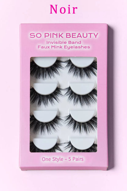 Trendsi SO PINK BEAUTY faux mink eyelashes, 5 pairs, cat-eye style with natural-looking, voluminous lash design.