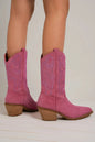 Beast Fashion rhinestone detail point toe boots in cerise with sleek design and sparkling embellishments, stylish for trendy outfits.