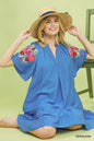 Cerulean Umgee embroidered shoulder dress with floral embroidery, short sleeves, and a relaxed fit for casual wear.