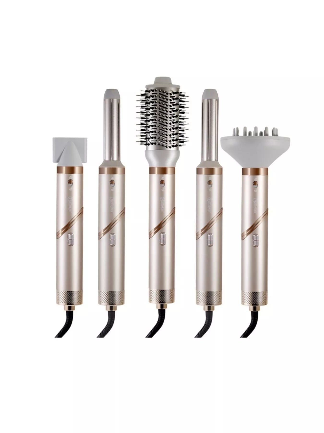 Trendsi multifunctional hot air curling iron and folding hair dryer with champagne finish and European plug, dual-use styling tool