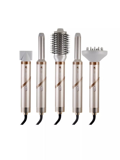 Trendsi multifunctional hot air curling iron and folding hair dryer with champagne finish and European plug, dual-use styling tool
