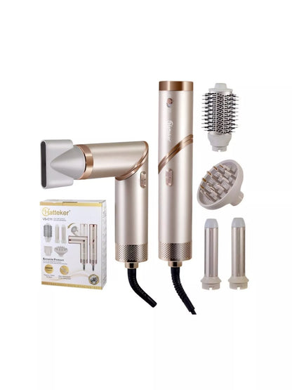 Trendsi multifunctional hot air curling iron and folding hair dryer with European plug, featuring dual-use styling tools in champagne color.
