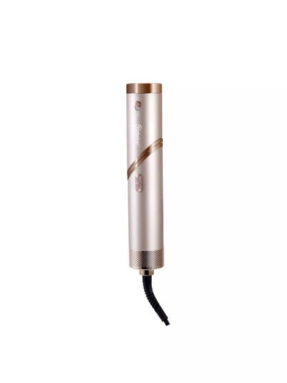 Trendsi multifunctional hot air curling iron and folding hair dryer with champagne finish and European plug design.