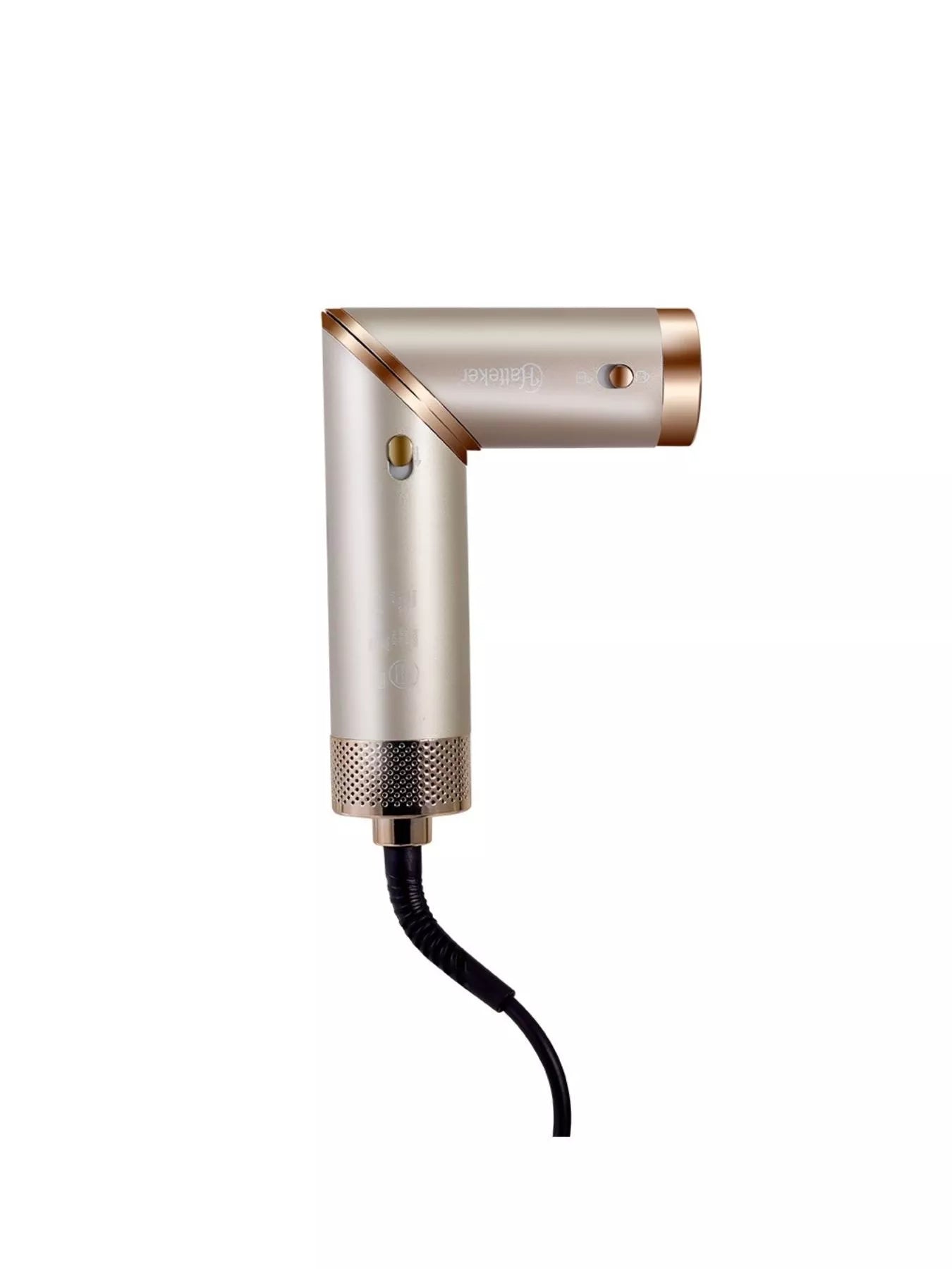 Trendsi multifunctional hot air dual-use curling iron and folding hair dryer with champagne finish and European plug.