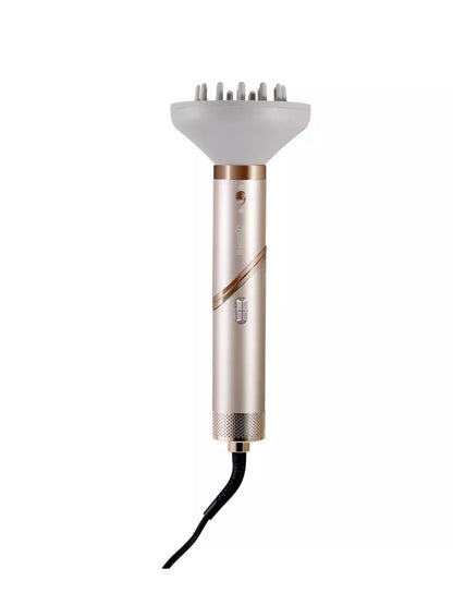 Trendsi multifunctional hot air curling iron and folding hair dryer with champagne finish and European plug design.