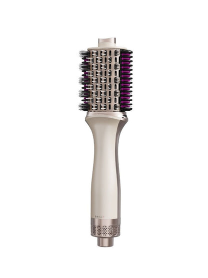 Trendsi portable hot air brush with champagne finish, European plug, lightweight styling tool for smooth, voluminous hair.