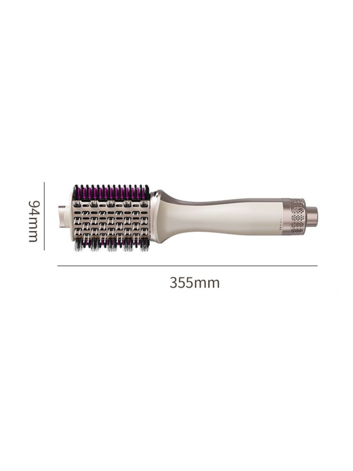 Trendsi portable hot air brush with champagne finish, European plug, ideal for styling hair on the go
