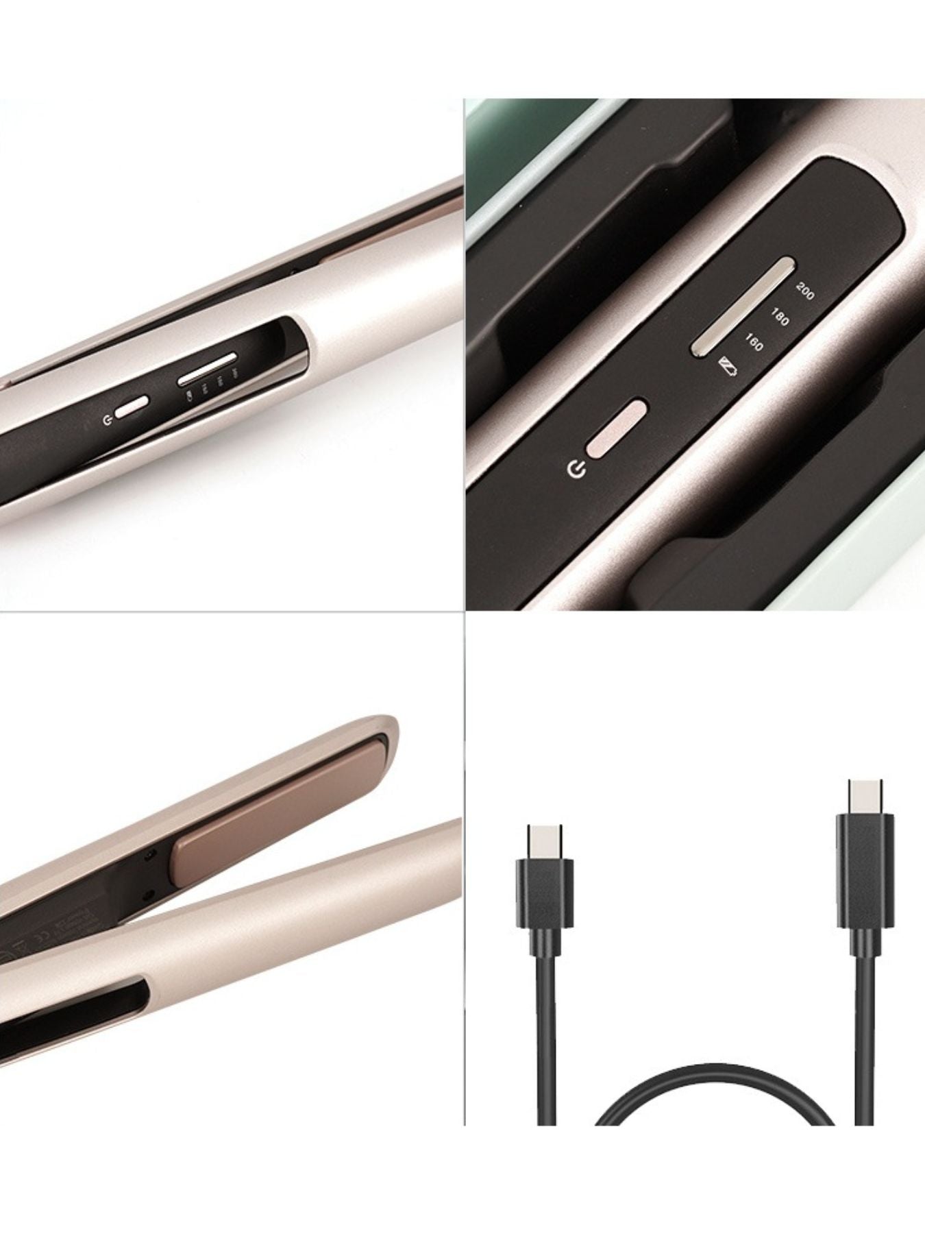 Trendsi champagne gold ceramic curling iron with fast heating, featuring a sleek design and a one-size barrel for versatile styling.