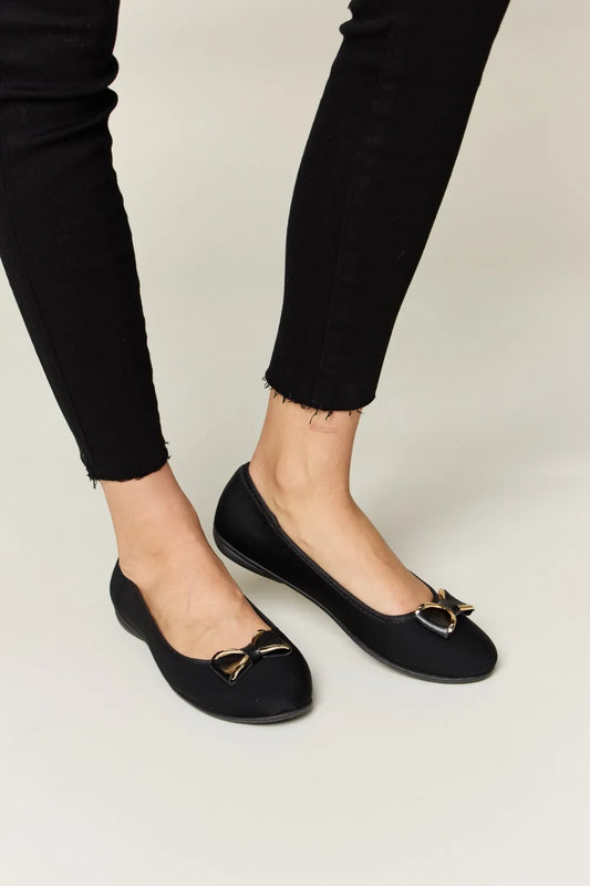 Charcoal lycra Forever Link metal buckle flat loafers by Trendsi, featuring sleek design and comfortable slip-on style.