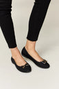 Charcoal lycra Forever Link metal buckle flat loafers by Trendsi, featuring sleek design and comfortable slip-on style.