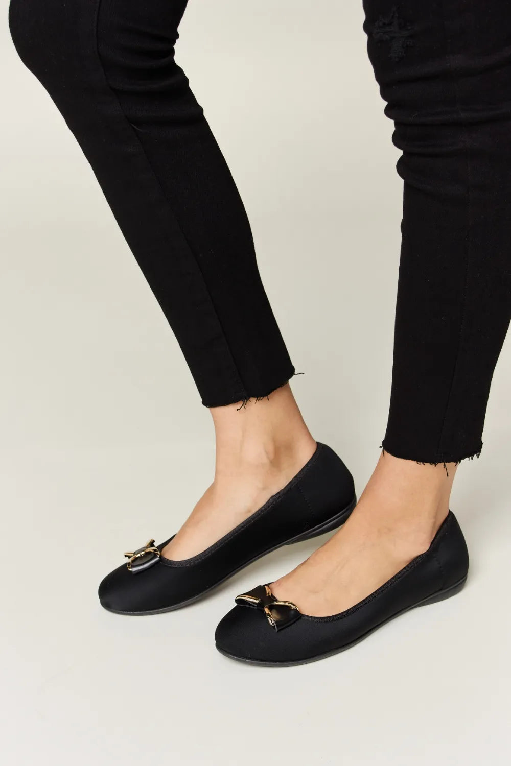 Charcoal Trendsi Forever Link metal buckle flat loafers with lycra material, stylish slip-on footwear for casual or dressy occasions.