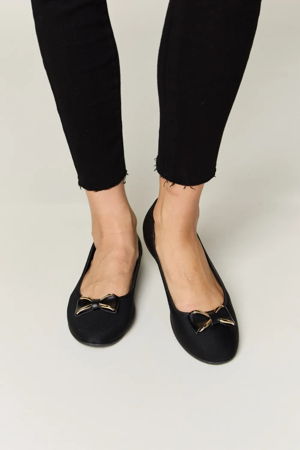 Charcoal Trendsi Forever Link metal buckle flat loafers with sleek lycra material and comfortable slip-on design.