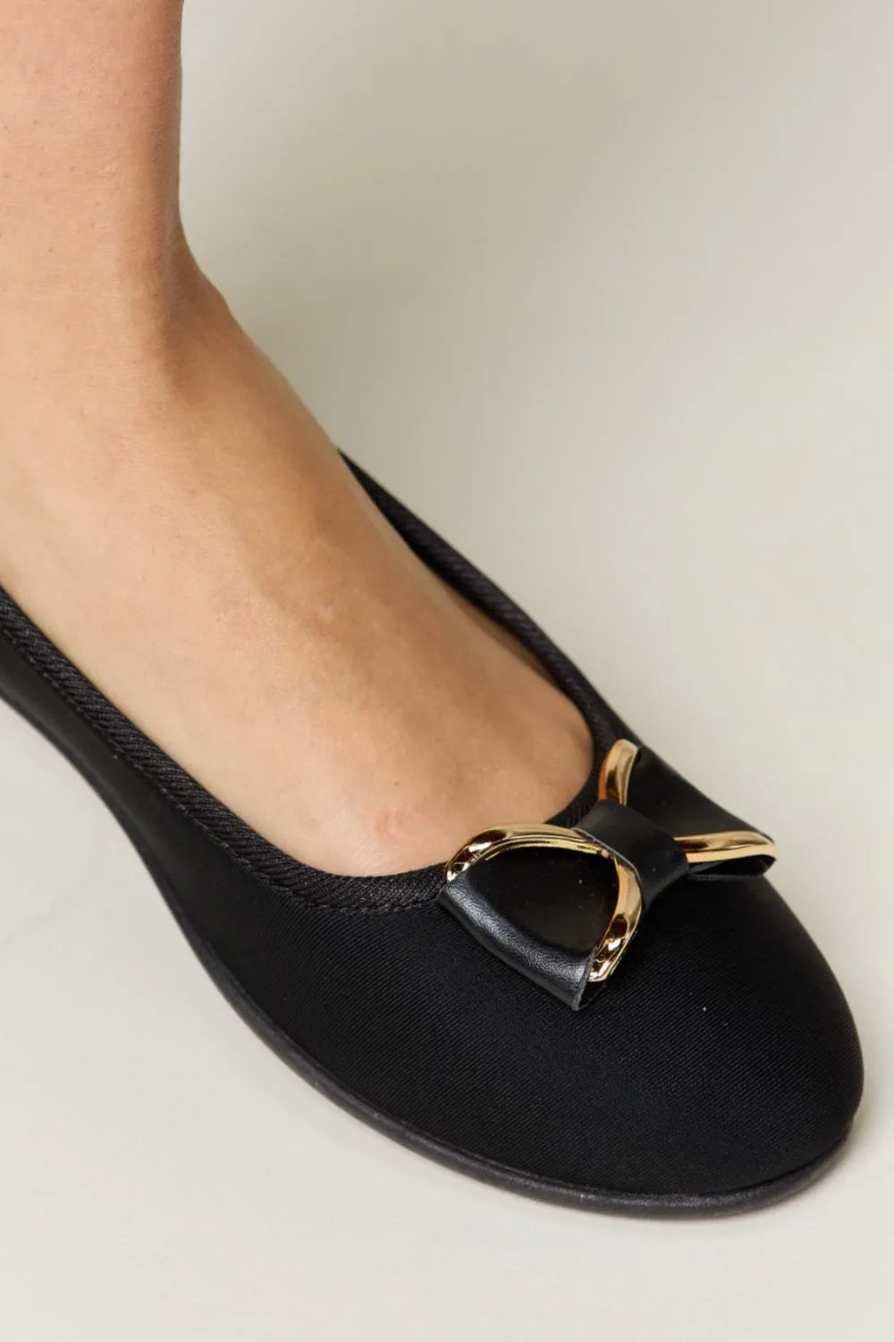Charcoal Forever Link metal buckle flat loafers by Trendsi, featuring sleek design and comfortable slip-on style.