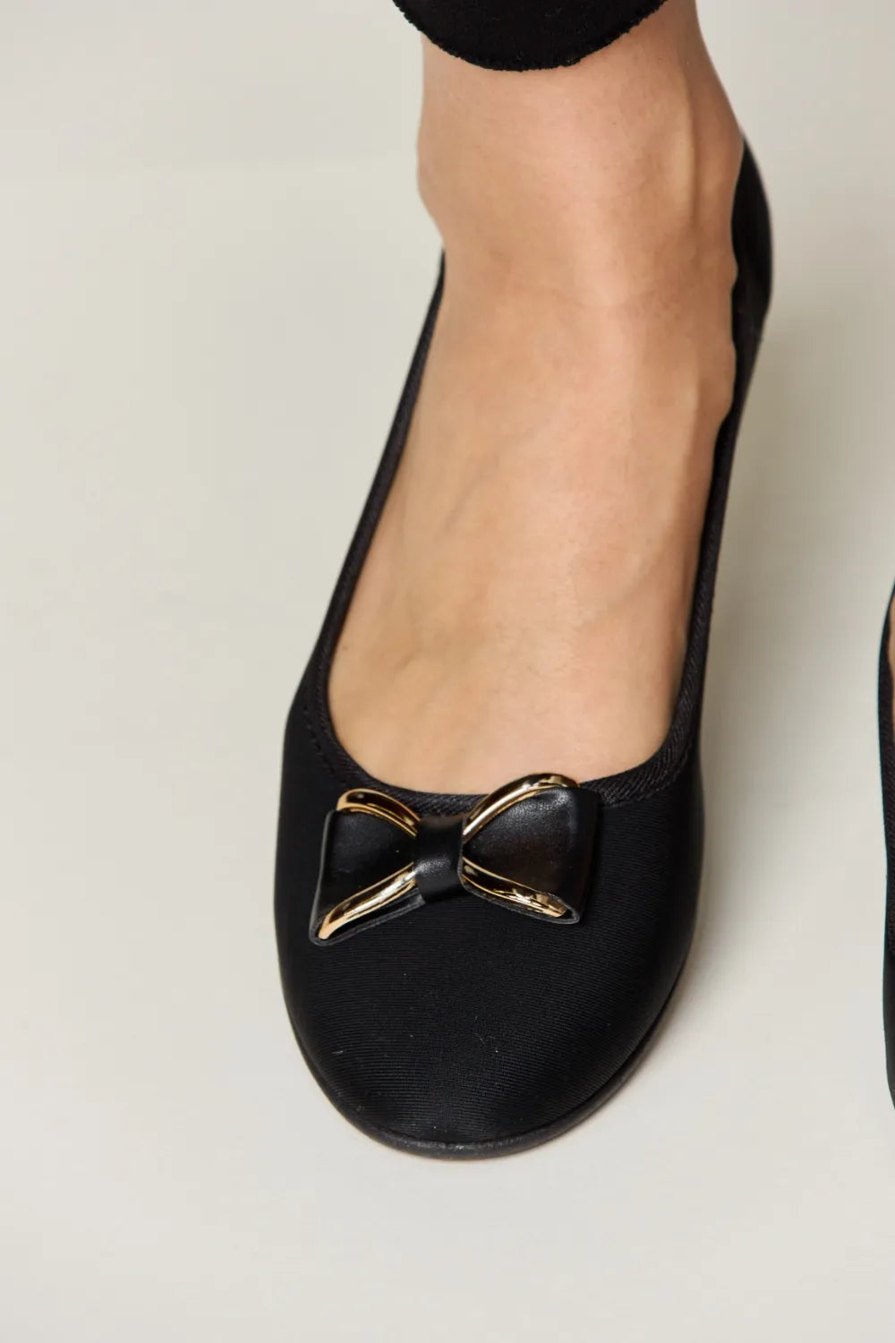 Charcoal Trendsi Forever Link Flat Loafers with metal buckle, featuring a sleek lycra design and comfortable slip-on style.