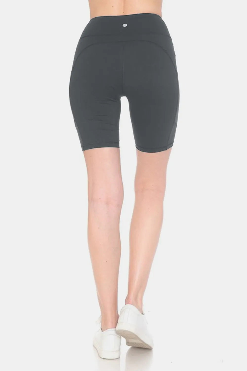 Charcoal high waist active shorts from Leggings Depot by Trendsi, designed for comfort and movement during workouts.