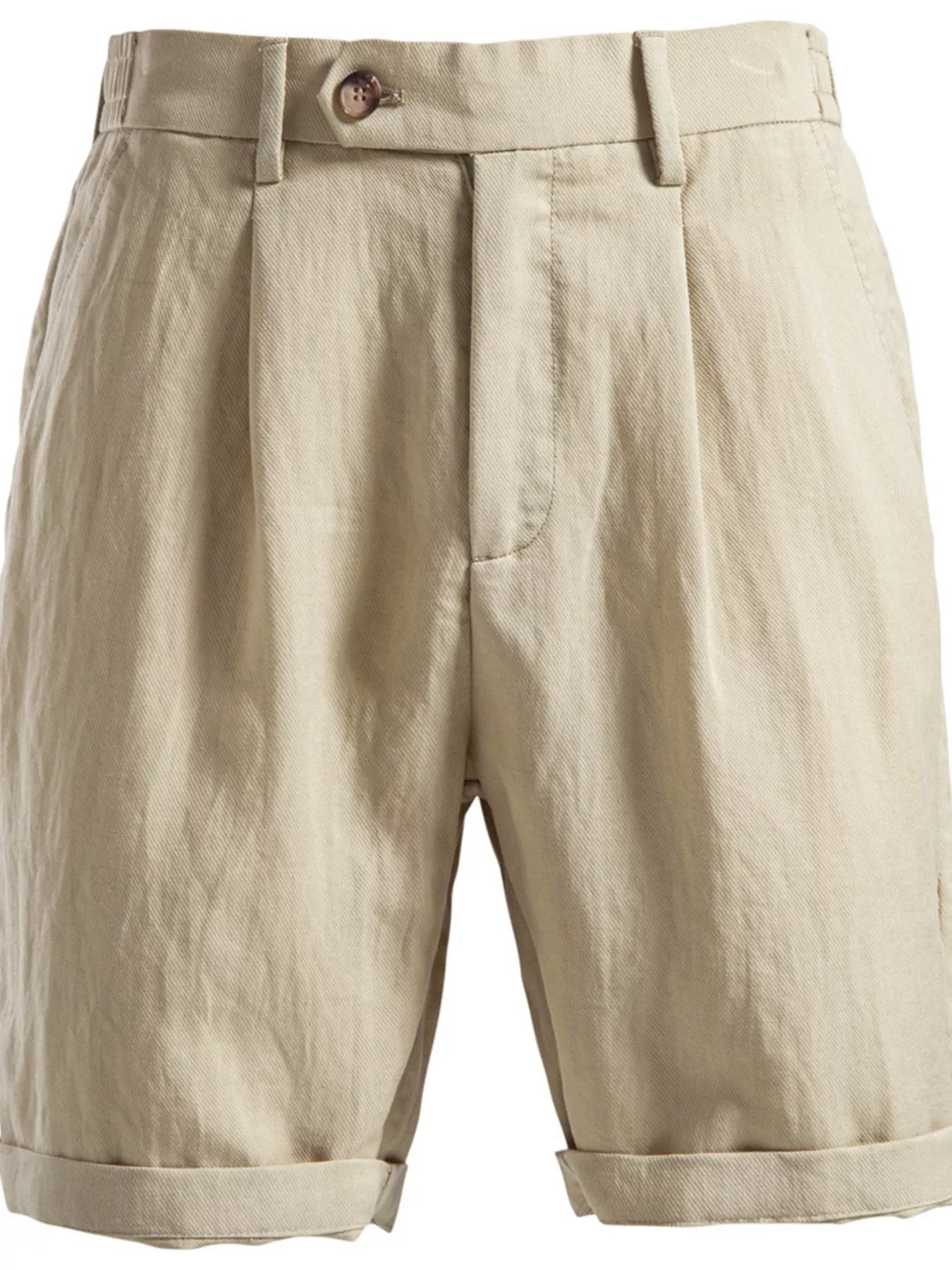 Men's pleated shorts with pockets by Trendsi, featuring a relaxed fit and stylish design in a coffee color.