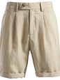 Men's pleated shorts with pockets by Trendsi, featuring a relaxed fit and stylish design in a coffee color.