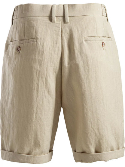 Men's pleated shorts with pockets from Trendsi, featuring a casual fit and lightweight fabric in a coffee color.