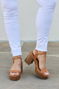 Cognac Weeboo Feel It platform heel sandals with ankle straps and chunky heels, stylish footwear from Trendsi.
