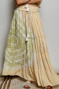 Coral Haze multi-color POL shimmer tiered maxi skirt with reverse ruffles and smocked waist from Trendsi