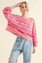 Coral textured printed casual top from Trendsi with a cozy, relaxed fit and stylish design, perfect for everyday wear.
