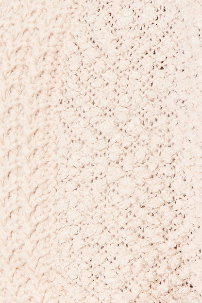 Cream open front long sleeve cardigan from Trendsi with a relaxed fit, perfect for layering and casual wear.