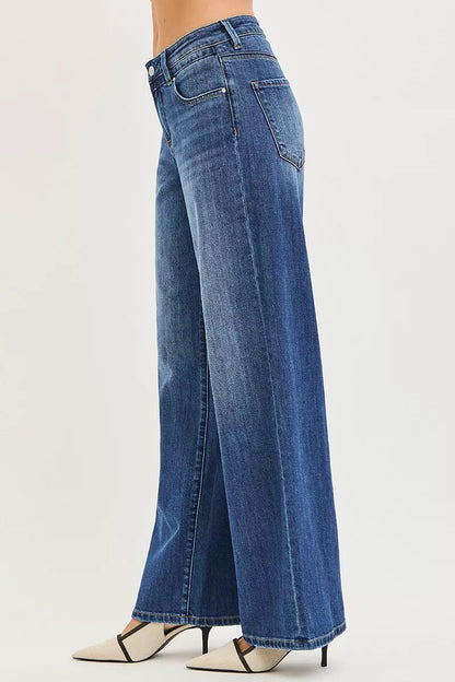 Dark RISEN slouchy baggy jeans with pockets, casual fit, relaxed style, from Trendsi.
