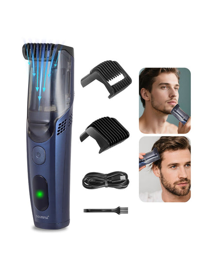 Dark blue portable cordless hair clipper by Trendsi with ergonomic design and compact size for easy grooming.