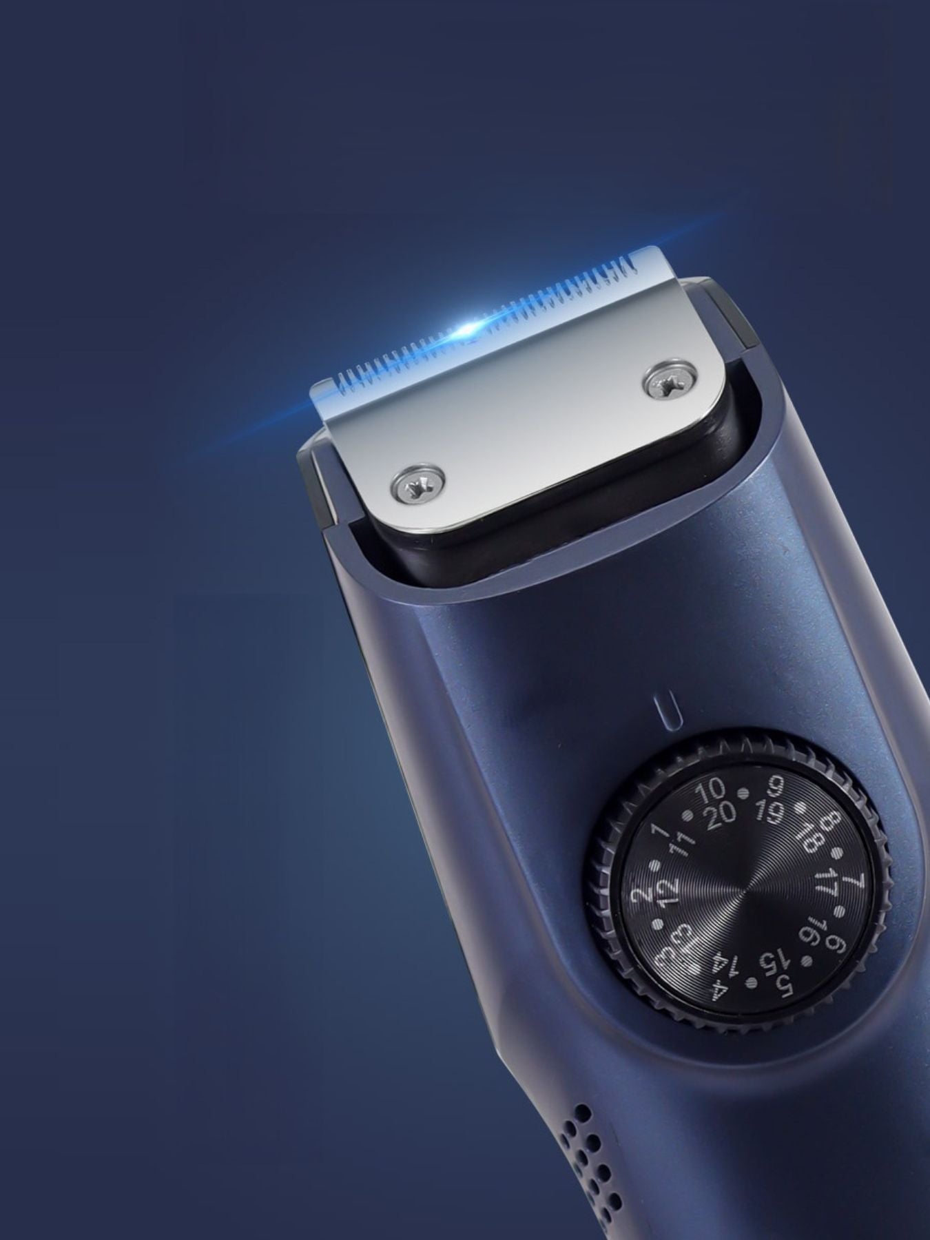 Dark blue portable cordless hair clipper by Trendsi, compact and lightweight for easy styling and grooming.