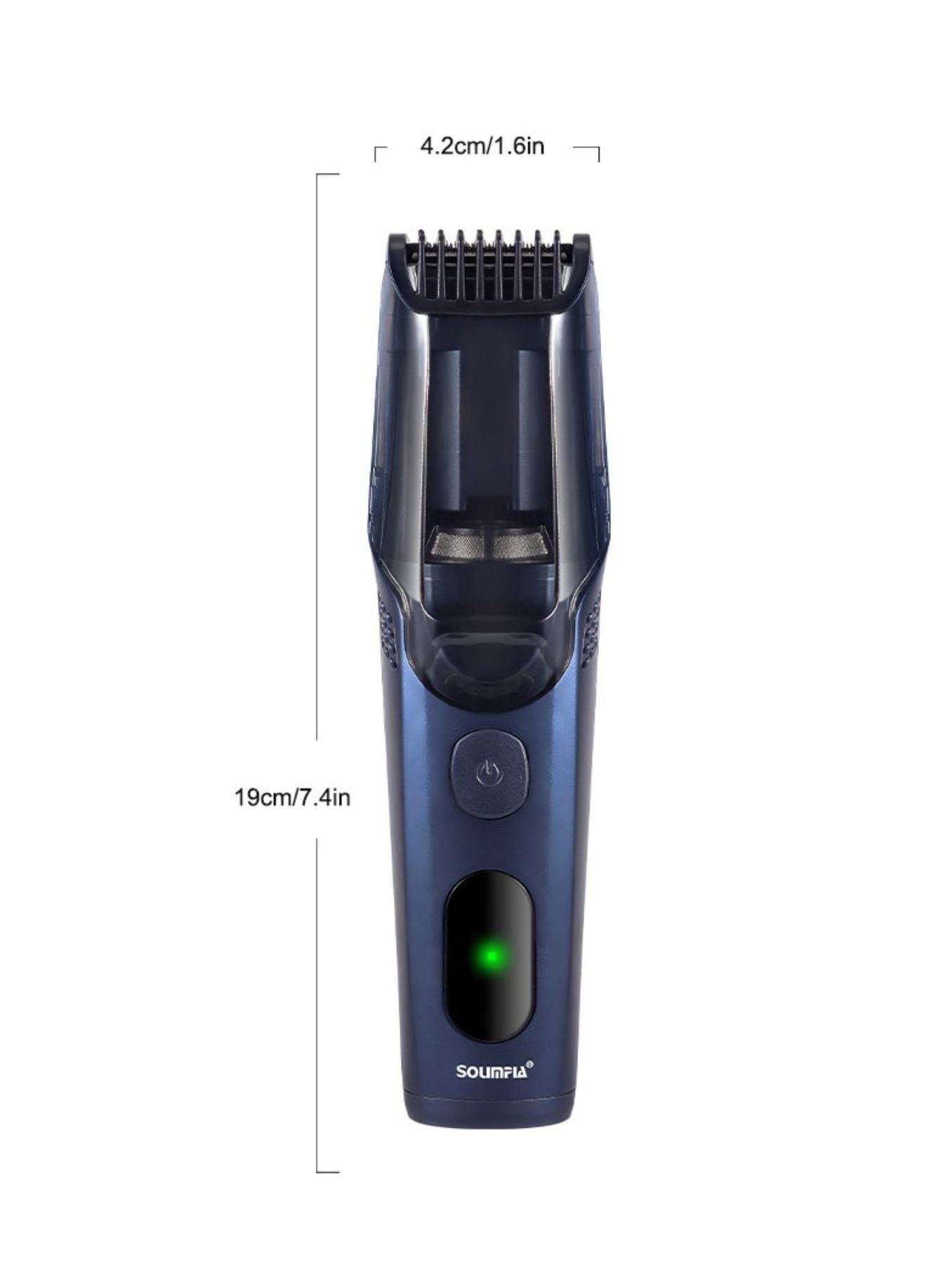 Dark blue Trendsi portable cordless hair clipper with ergonomic design for easy use and precise hair trimming.