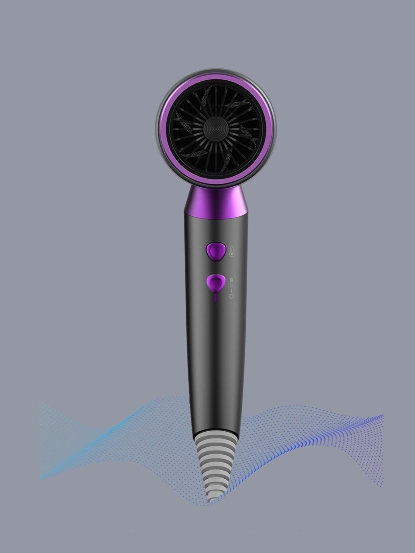 Dark gray Trendsi constant temperature hair dryer with European plug, showcasing sleek design and ergonomic handle.