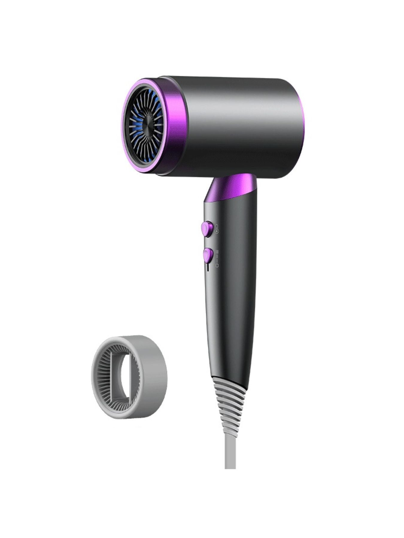Dark gray Trendsi constant temperature hair dryer with European plug, showcasing its sleek design and professional styling features.