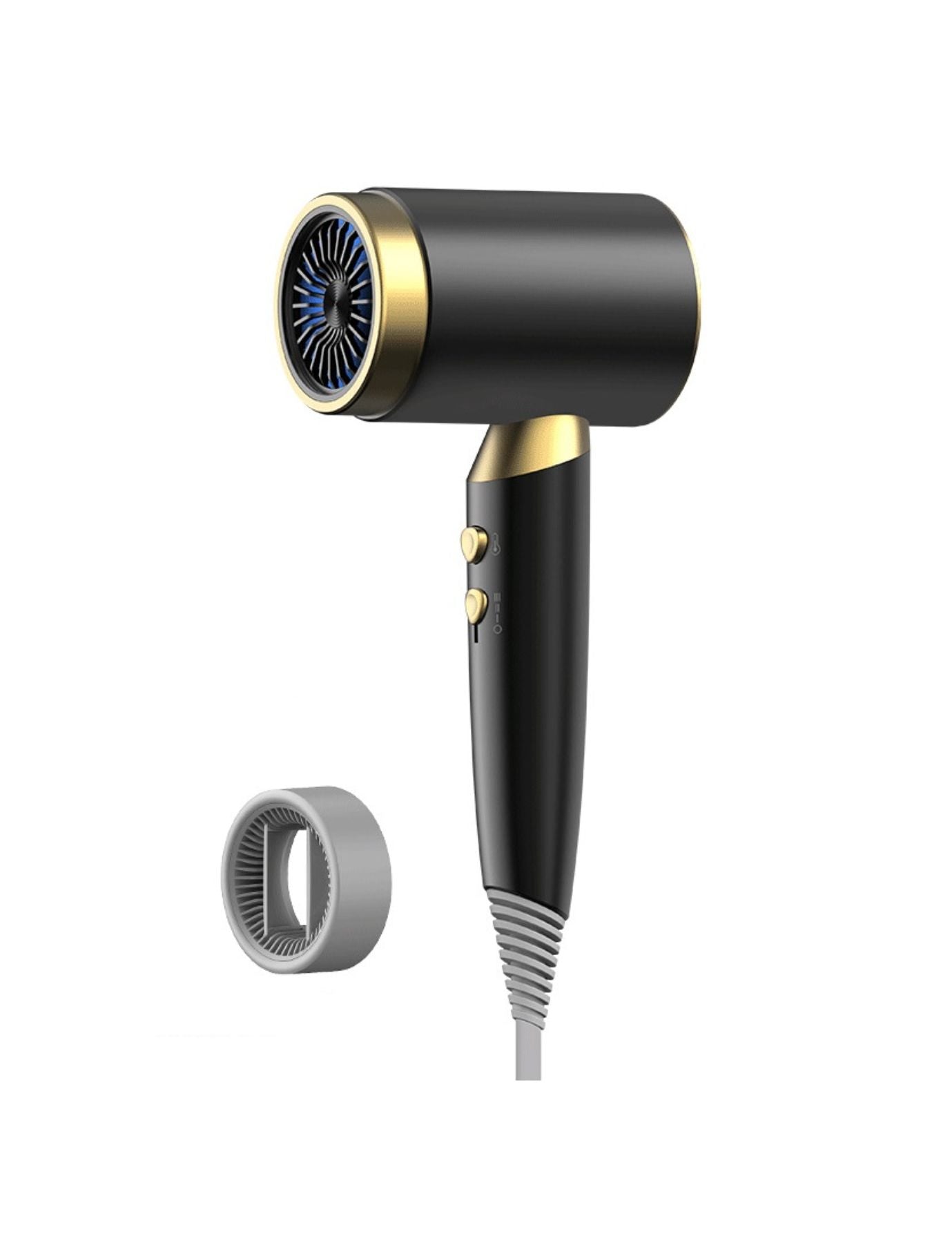 Dark gray Trendsi constant temperature hair dryer with European plug, showcasing its sleek design and professional features.