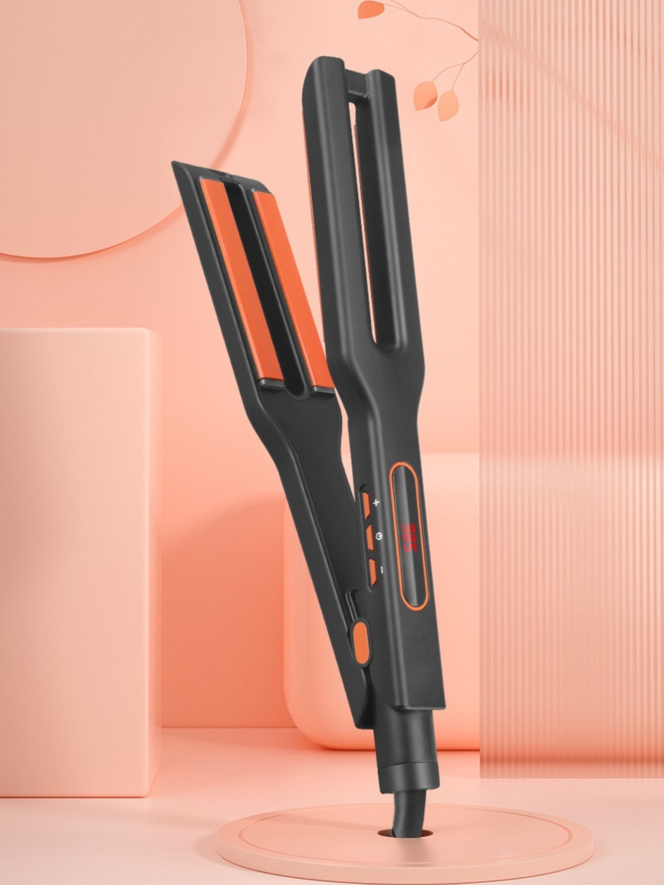 Dark gray Trendsi fast heating hair straightener with European plug, sleek design for quick styling.
